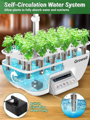 17 Capsules Hydroponics Kit for Herb Garden with 102 28W Full Spectrum Grow Lights and 2 Fans Indoor Garden with Water Pump Tank