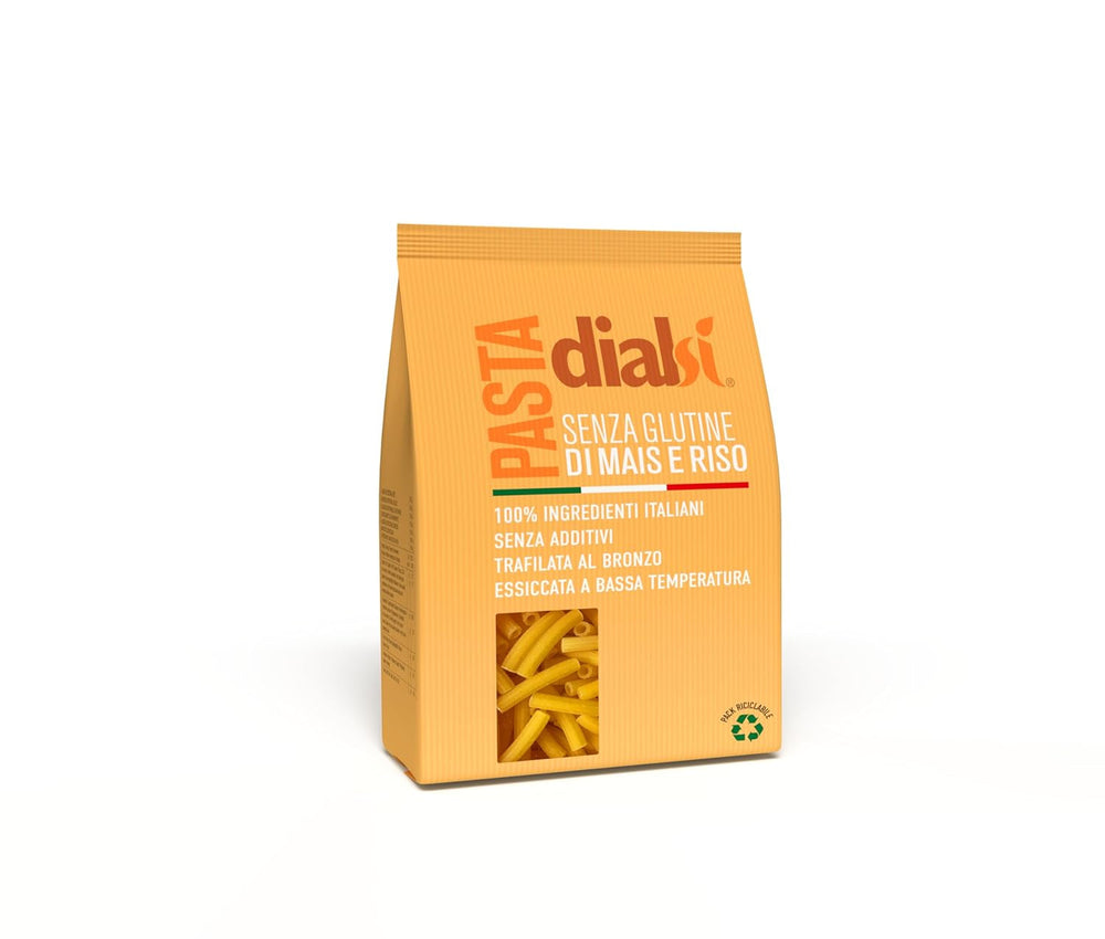 Paste Dialsi în formă de stea, paste fără gluten din porumb și orez, trase în bronz, ingrediente 100% italiene, fără aditivi, se gătește în 8-9 minute, pachet de 300g
