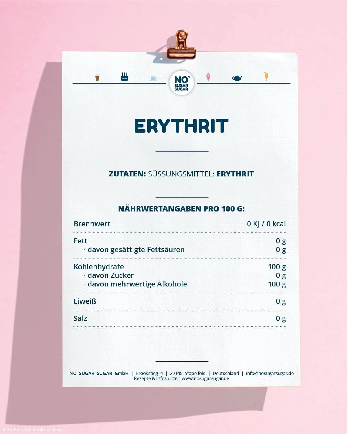 No Sugar, natural Erythritol without calories, usable as a sugar substitute, 4.5 Kg Sweeteners Naty Shop