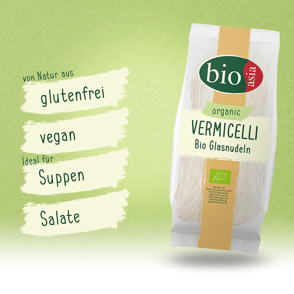 Bioasia Organic Glass Noodles - Organic Pea Starch Long Glass Noodles - Naturally Vegan and Gluten Free - 1 x 100g
