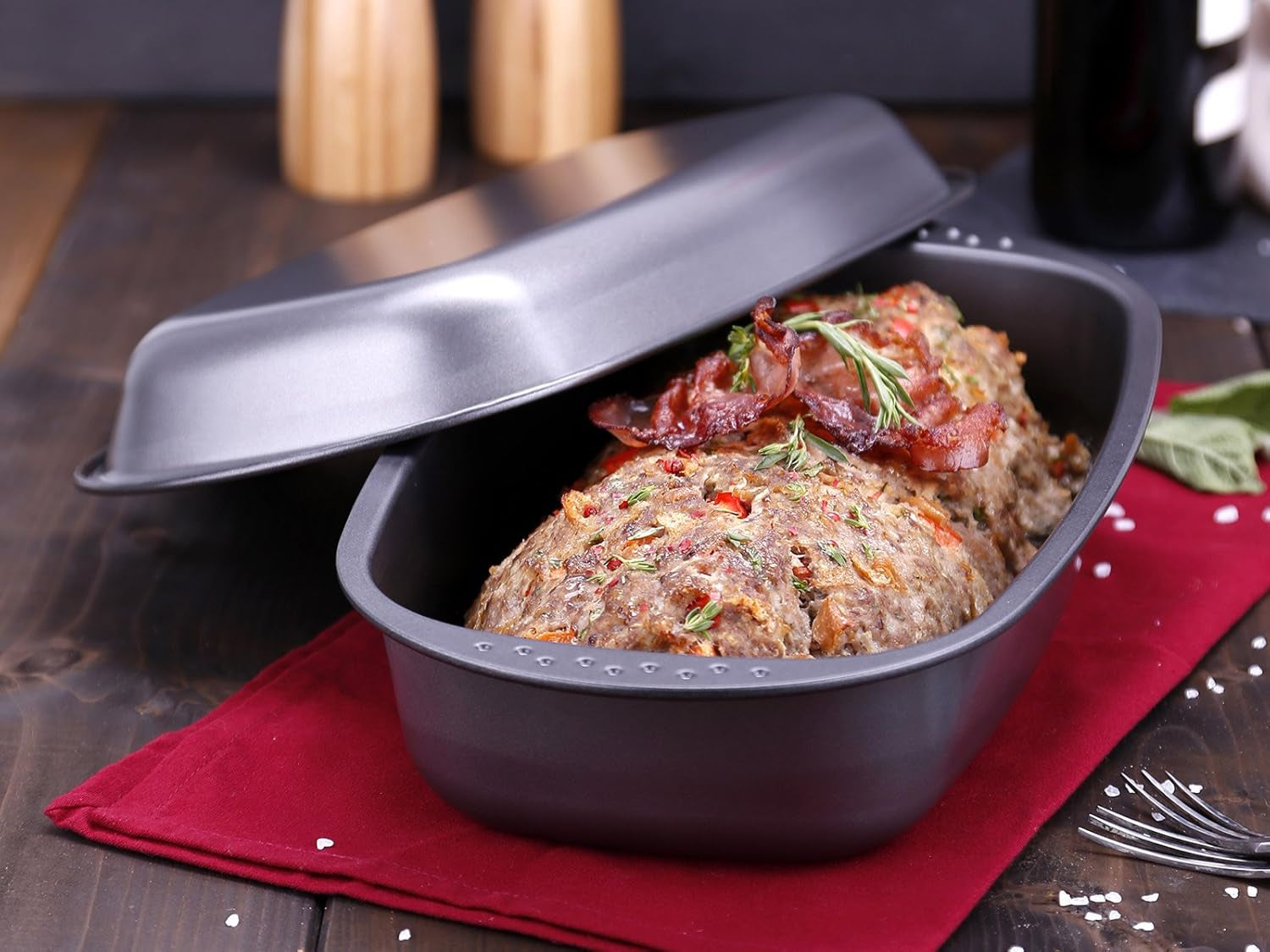 Chg 9942-04 Bratenform Mit Deckel, Antihaftbeschichte, Anthracite-Metallic, 37 X 20 X 7 Cm Baking molds and trays Naty Shop