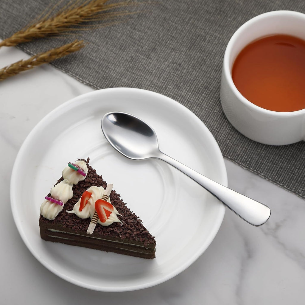 Lingură de cafea din oțel inoxidabil, design cu margini rotunde, pachet de 12, argintiu Bucatarie Naty Shop