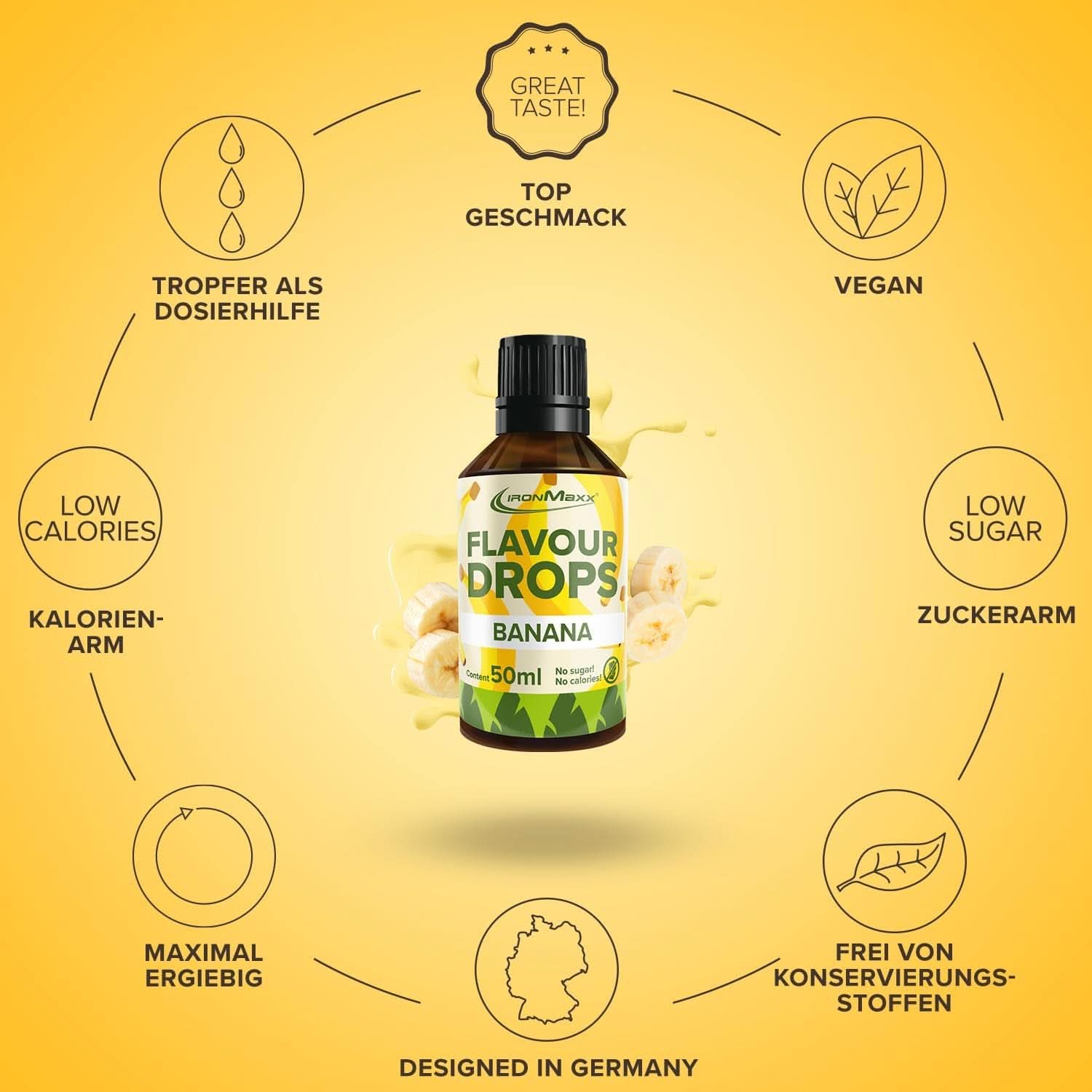 Ironmaxx Flavored Drops - No calories and no sugar, 50 ml Flavors Naty Shop