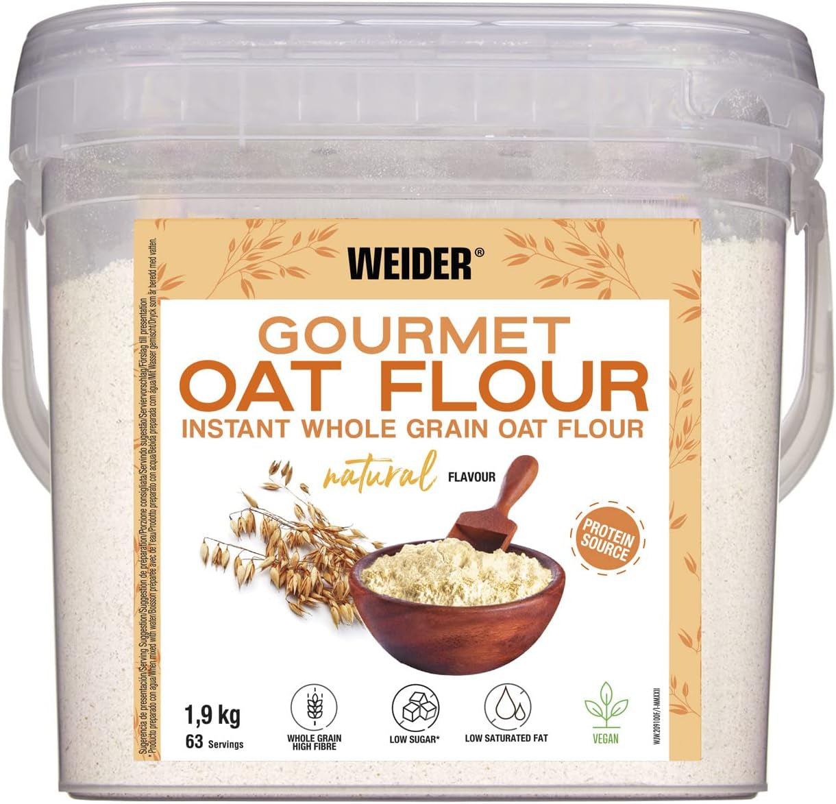 Weider Gourmet Oatmeal (1.9 kg) brownie flavor. Whole grain oatmeal. Low sugar protein source.