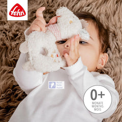 Fehn baby ring grasping toy lama - jucărie de pluș pentru bebeluși cu zornăitor - jucărie pentru abilități motorii pentru învățare jucăușă - jucărie de pluș ca ajutor pentru somn - jucărie pentru bebeluși și copii mici de la 0+ luni Jucarii Bebe Naty Shop