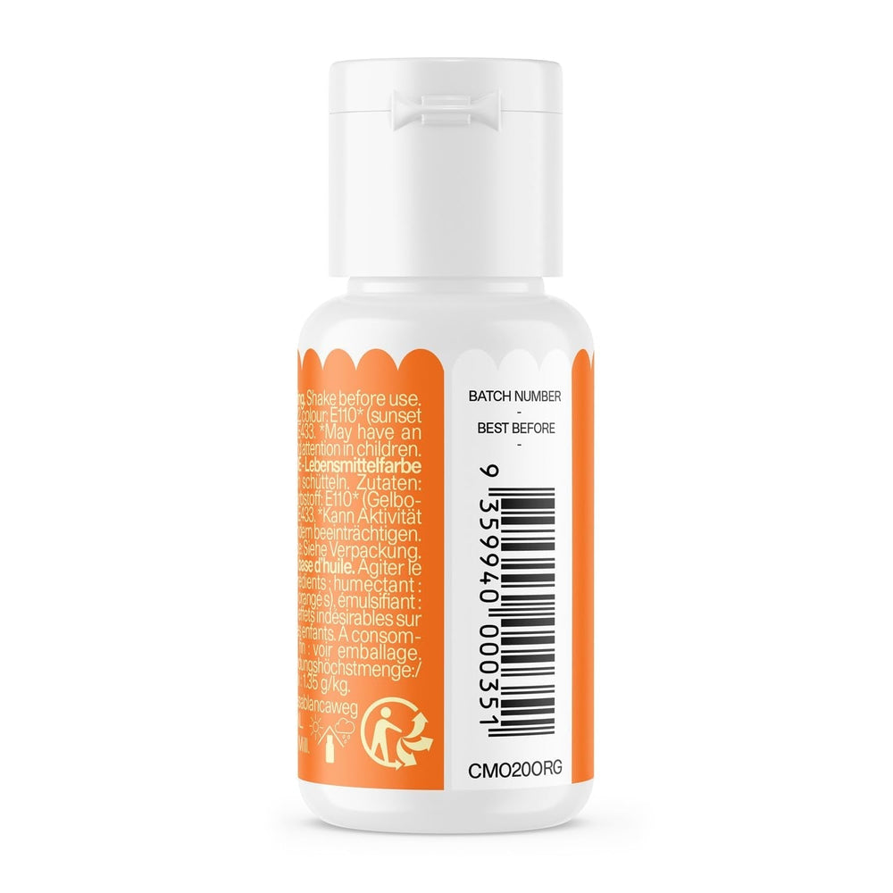 Colorant alimentar pe bază de ulei de portocale Colour Mill - Colorant alimentar pentru ciocolată, fondant, brioșe, prăjituri, copt, macaroane - Colorant alimentar pentru decorarea torturilor - 100 ml