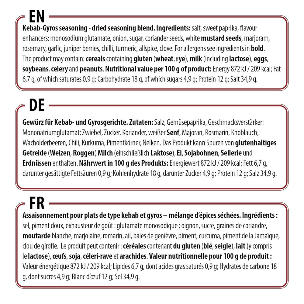 Prymat Gyros Gewürzmischung 900g – aromatic, spicy mixture for Döner, Kebab, Chicken, Lamb and Grill dishes – ideal for grilling, roasting and seasoning Mediterranean meat dishes