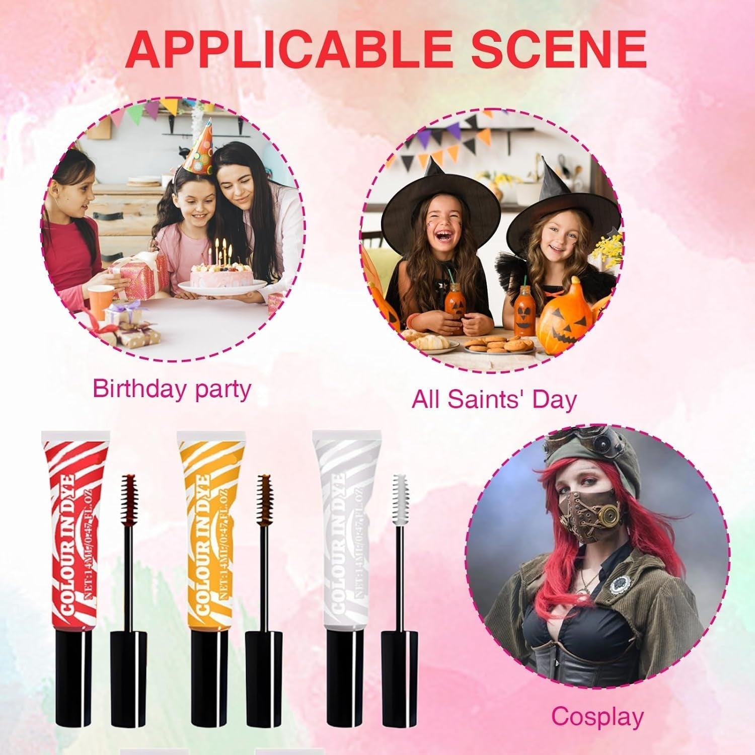 5 culori Vopsea de păr temporară pentru copii lavabilă, mascara de păr colorată, salon de cretă pentru păr Vopsea pentru par Naty Shop