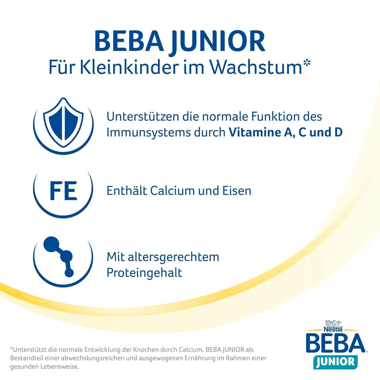 BEBA Junior 2+ 2nd Birthday Milk Drink, HMO 2'-FL Baby Food, Lactose Only, Palm Oil Free, Pack 6 (6 x 800g) Mother and Baby Naty Shop