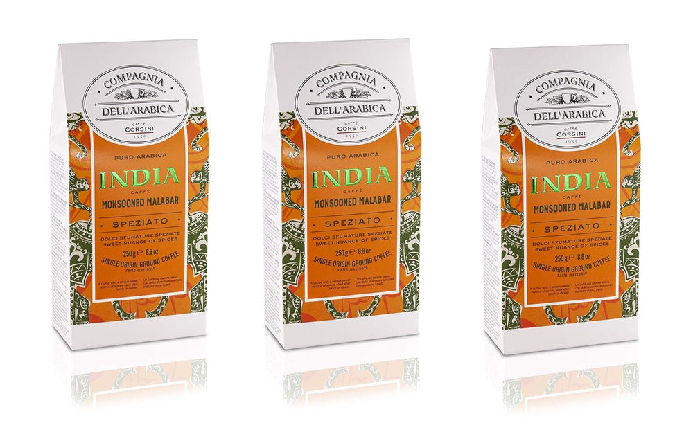 Caffè Corsini - Cafea boabe 3 X 250 grame, Compagnia Dell'Arabica, diverse arome, origine unică, total 750G Cafea Naty Shop India 2 Cafea măcinată