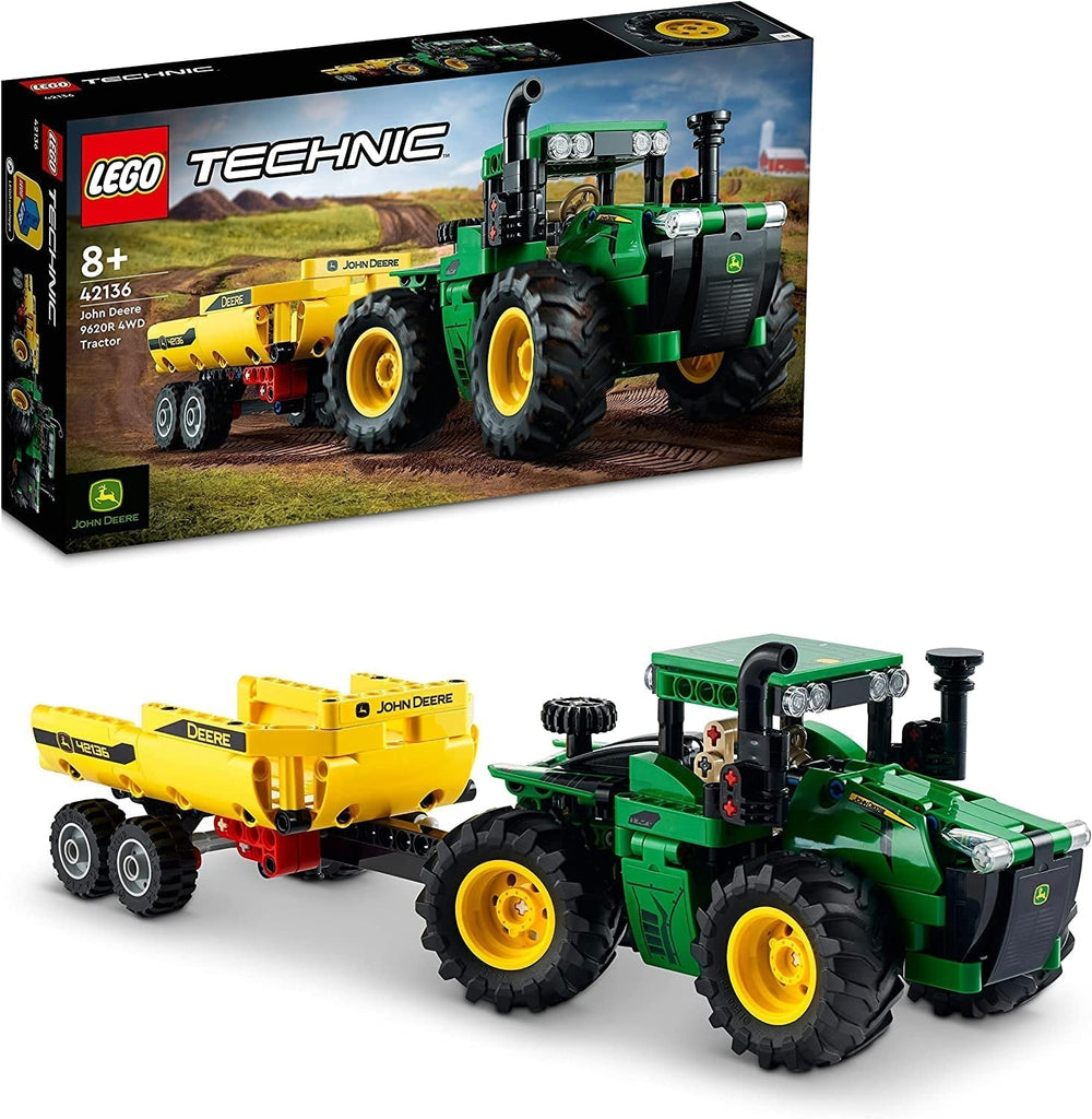 LEGO Technic John Deere 9620R Tractor 4WD with Tipper Trailer Classic Farming Toy for Kids Boys and Girls 8 Years Old Collectible Model Kit 42136 Building Sets Besuche den LEGO-Store Single