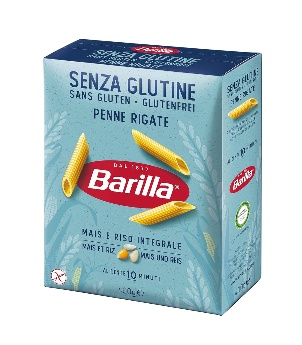 Barilla Penne Rigate gluten-free pasta made from delicious corn and rice - perfect for people with celiac disease or gluten intolerance (14 x 400g)