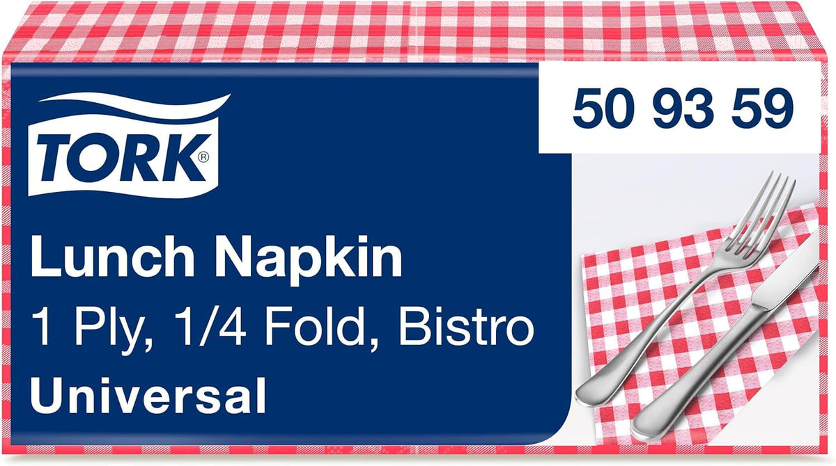 Tork Bistrored Lunch Napkin, 1/4-fold, 1 strat, 33 Cm × 33 Cm, 8 × 400 șervețele, 509359