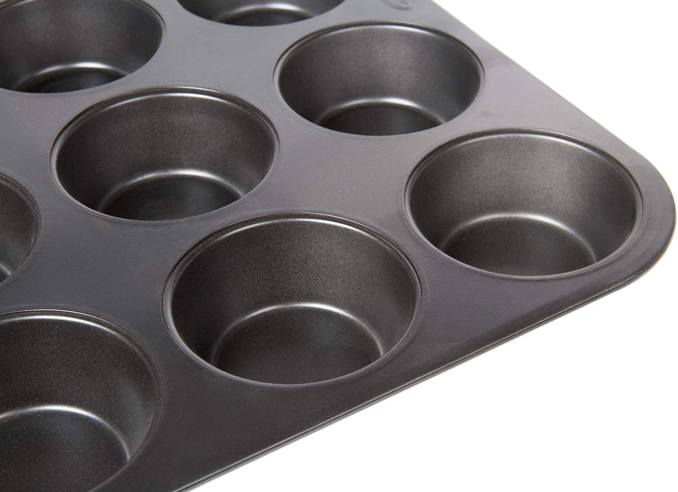 Wenco Muffinform 12Er Antihaft Backblech, Spülmaschinengeeignet, Karbonstahl – Muffinblech Für 12 Muffin – Hitzebeständig Bis 220°C, Schwarz Molds and baking trays Naty Shop