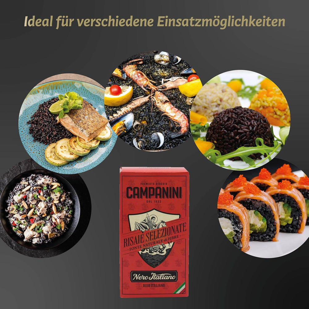 RISO NERO Black Rice RISERA CAMPANINI 500g from Italy Oriental Rice