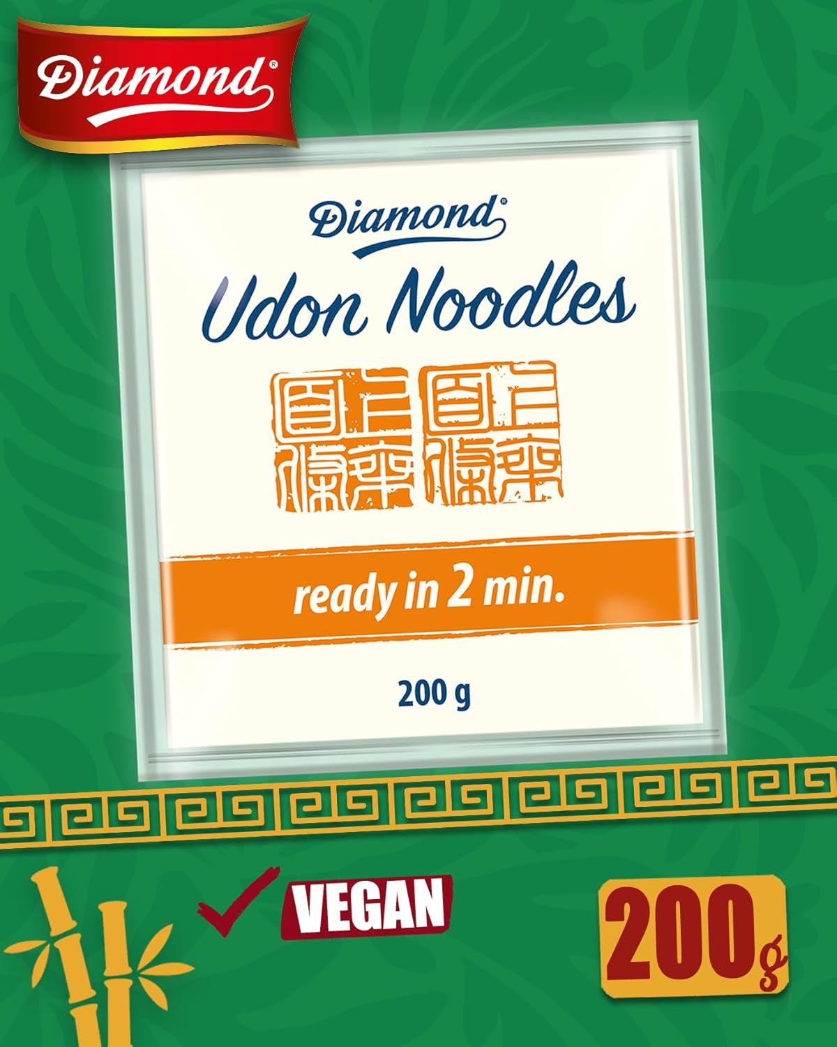 Udon noodles DIAMOND, quick and easy preparation, vegetarian, vegan - 1 x 200 g