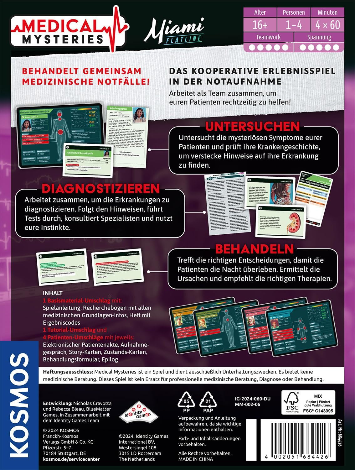 KOSMOS 684426 Medical Mysteries - Miami medical co-op RPG Medical Crime Files board game for ages 16 and up