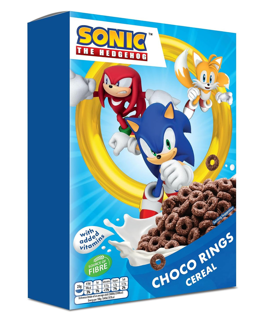 Sonic Choco Rings cereal, wheat, oat and corn chocolate rings for the perfect breakfast, with added vitamins, 1 pack (1 x 350g)
