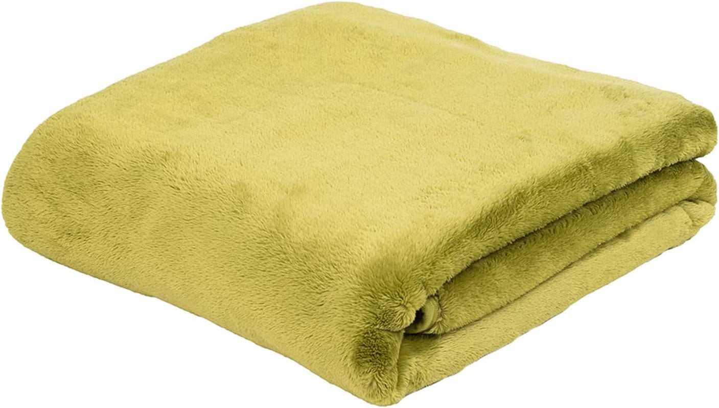 Gözze - Comfortable Blanket Premium Cashmere-Feeling, 500 G/M², 180 X 220 Cm - mustard Beds and Blankets Besuche den GÃ¶zze-Store Lime Green 180 X 220 Cm