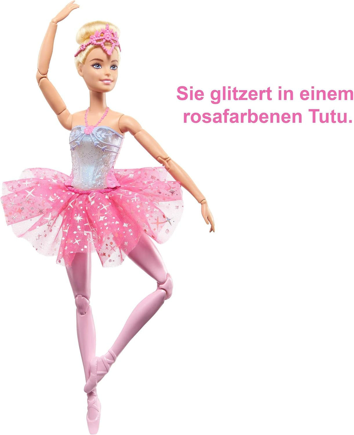 Păpușa Barbie Dreamtopia Magic Light Ballerina, cu tutu roz și păr blond, 5 efecte luminoase și sonore, Barbie mobilă, de la 3 ani, HLC25 Papusi Naty Shop