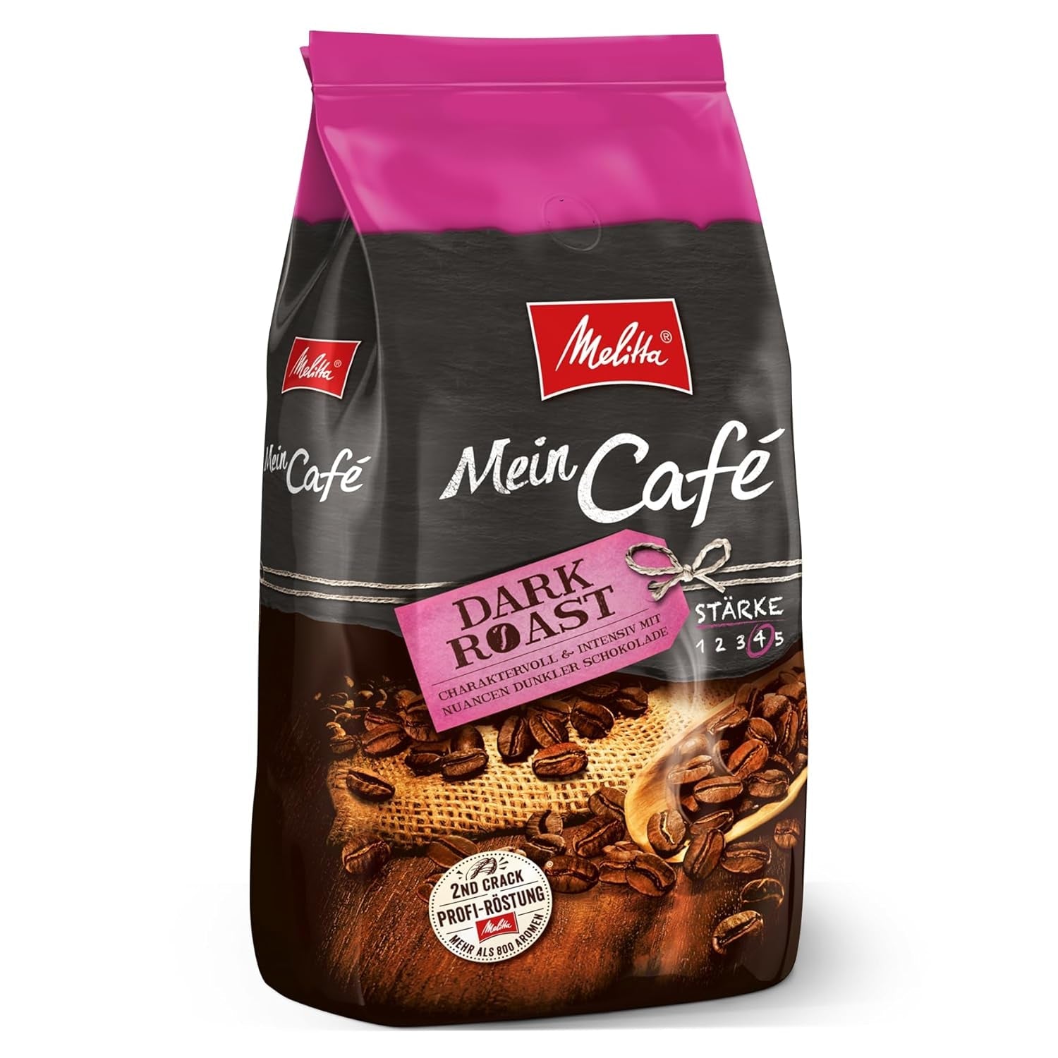 Melitta Mein Café Medium Roast, Boabe de cafea întregi, Nemăcinate, intensitate 3/5 Cafea Naty Shop 1 Kg Dark Roast