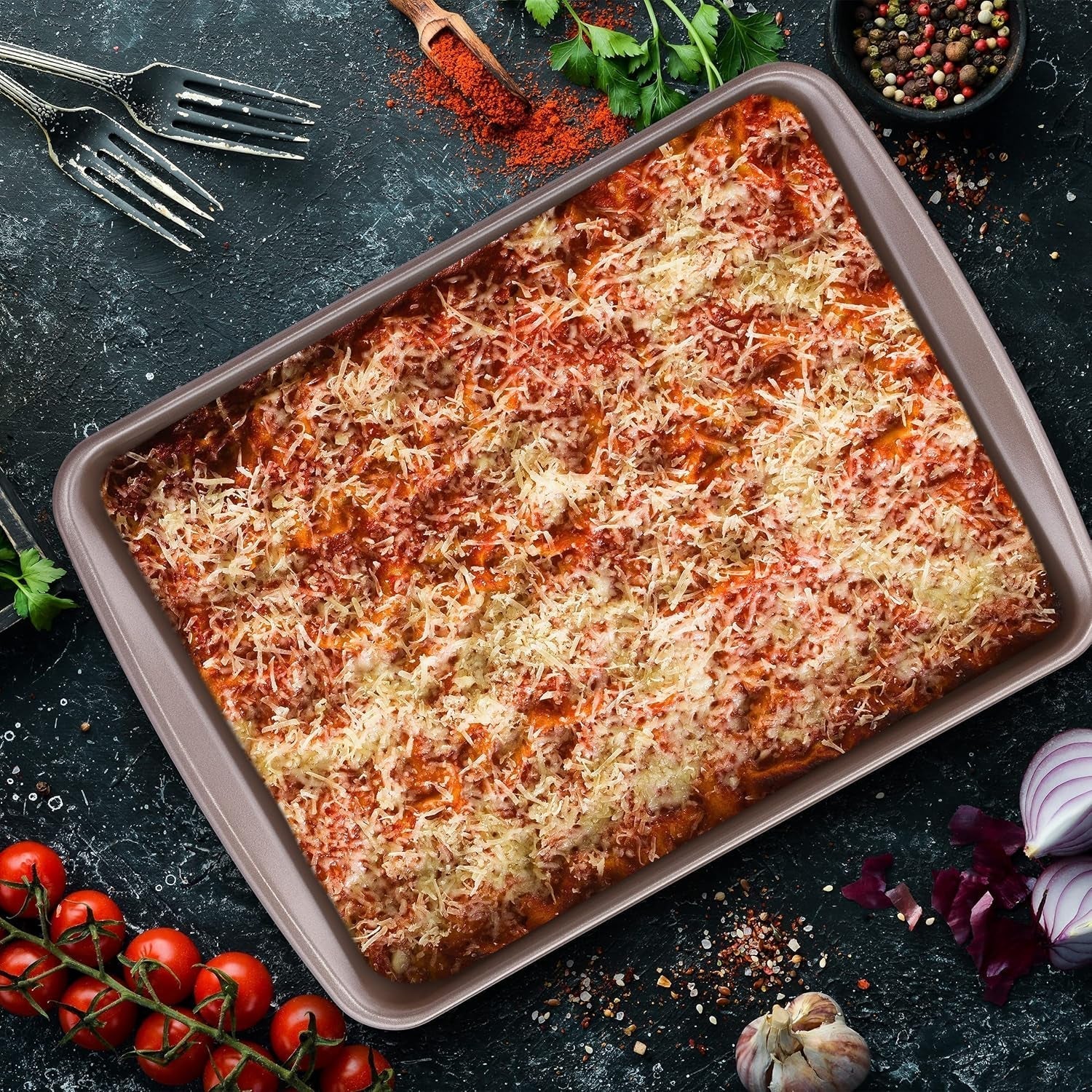 Relaxdays baking pan, non-stick, 4 liters, carbon steel, brown Molds and baking trays Naty Shop