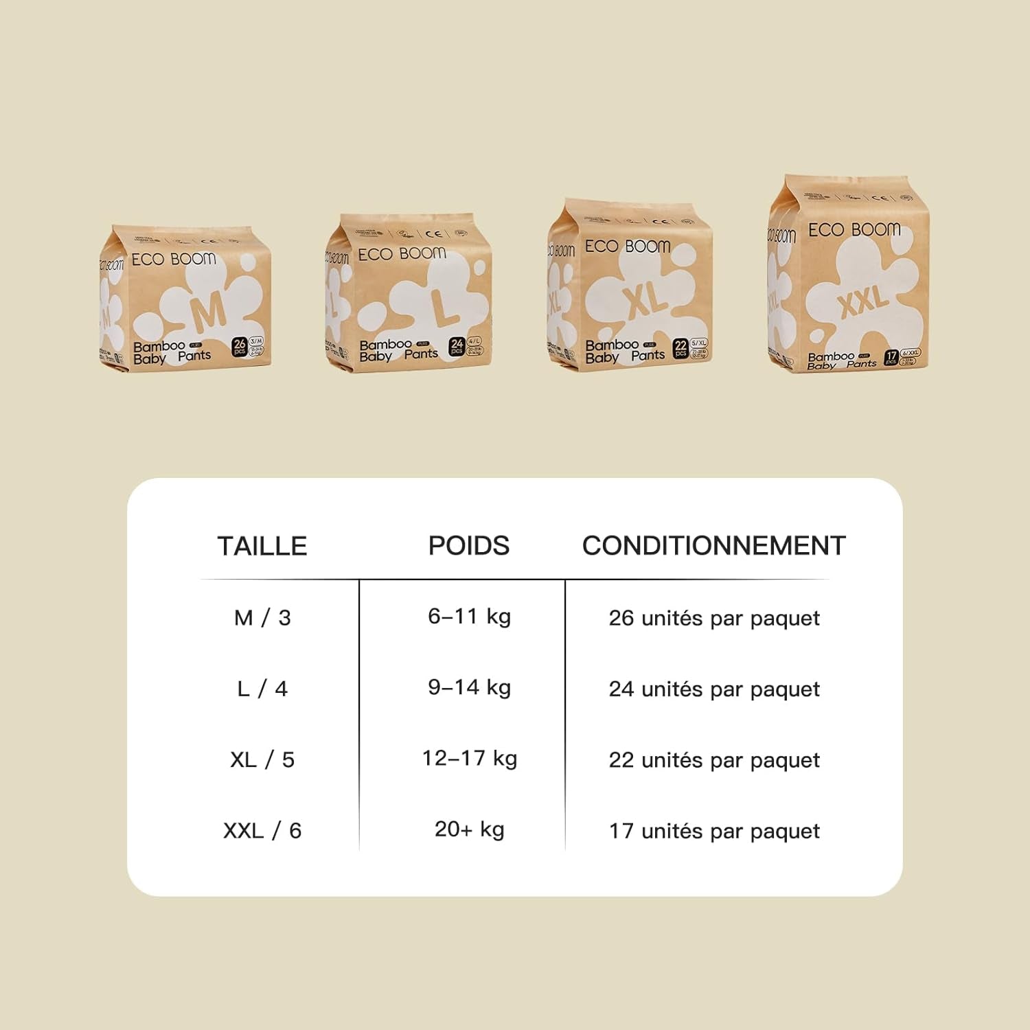 ECO BOOM Bamboo Baby Diapers - Size 6 (20kg), Plant-Based Pull-Up Diapers (17pcs) - Premium Organic, Fragrance Free, Skin Friendly, Super Absorbent
