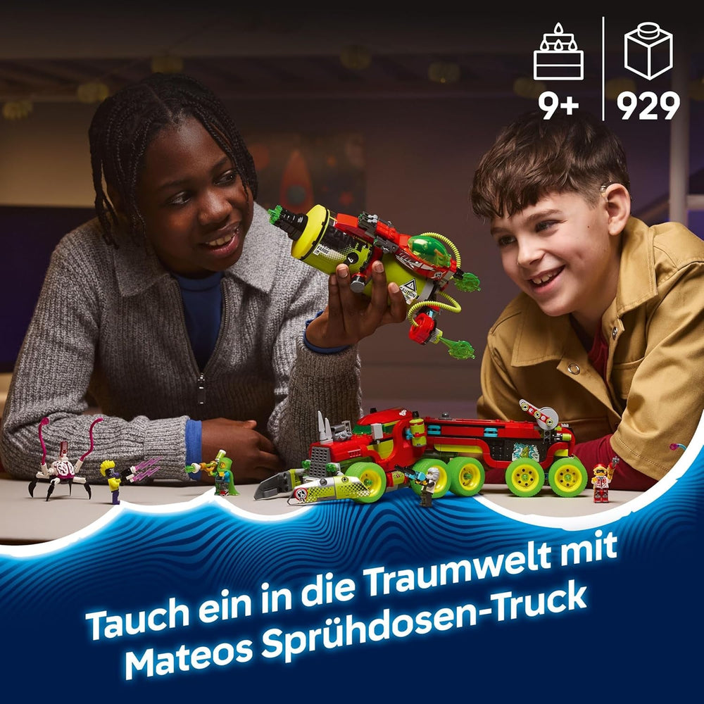 LEGO DREAMZzz Mateos Sprühdosen-Truck - Spielzeug mit 2 Baumodi, modularen Boostern und 5 Minifiguren, darunter Cooper und Mr. Oz - Geburtstagsgeschenk für Mädchen und Jungen ab 9 Jahren - 71499