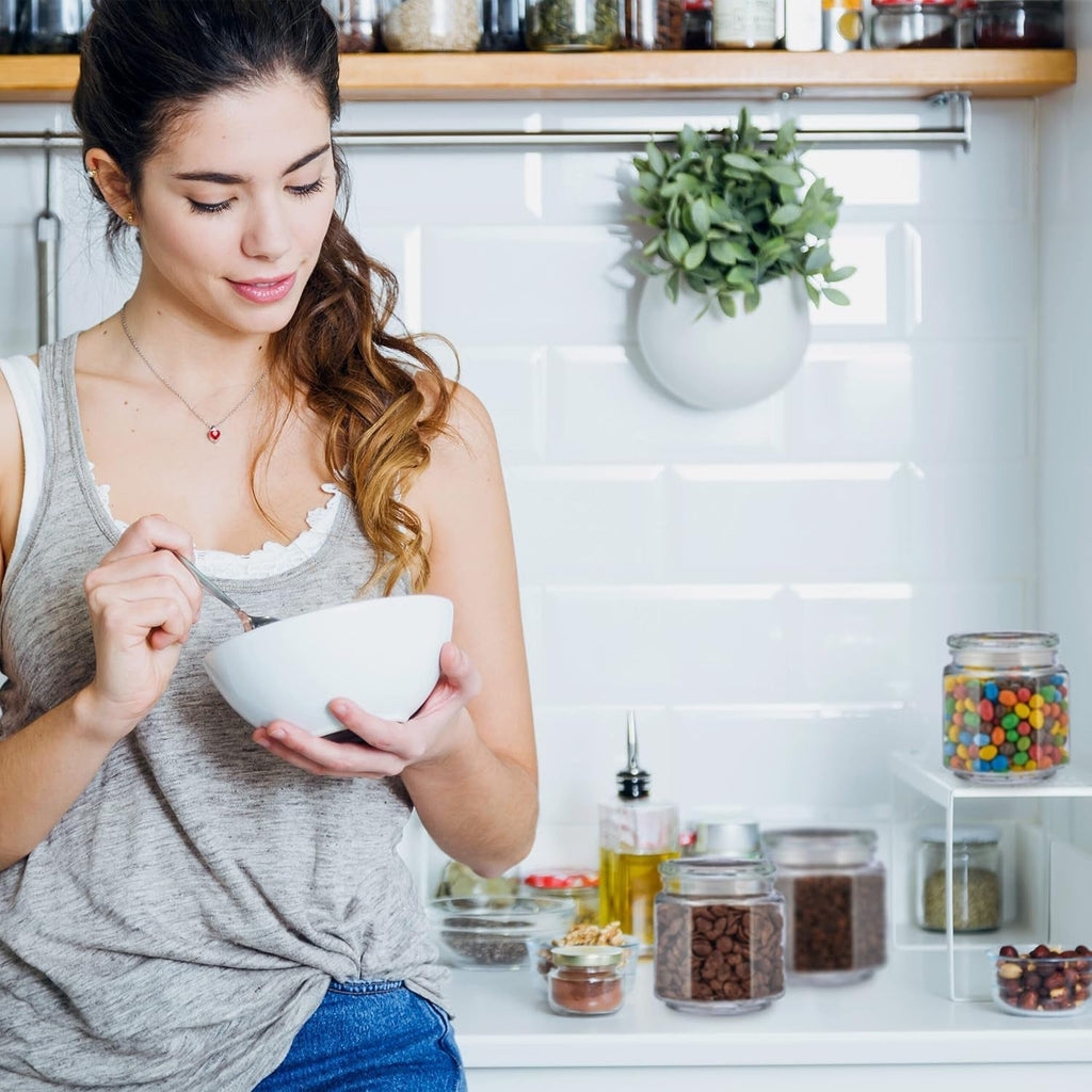 Borcane de depozitare Relaxdays cu capac, set de 6, sticlă, 1,3 l, borcane de depozitare octogonale, recipiente etanșe din sticlă, transparente Cutii depozitare alimente Naty Shop