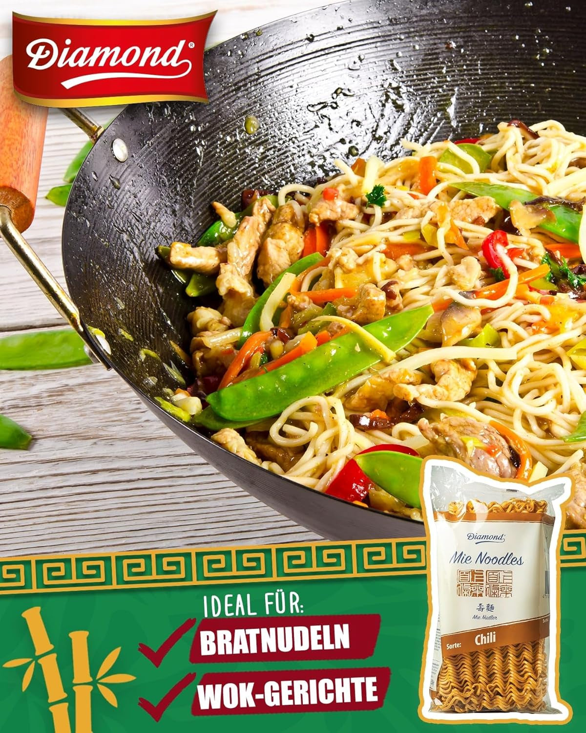 DIAMOND Mie Chili Noodles, wheat noodles with chili powder, egg-free, quick and easy, vegetarian - 1 x 250 g