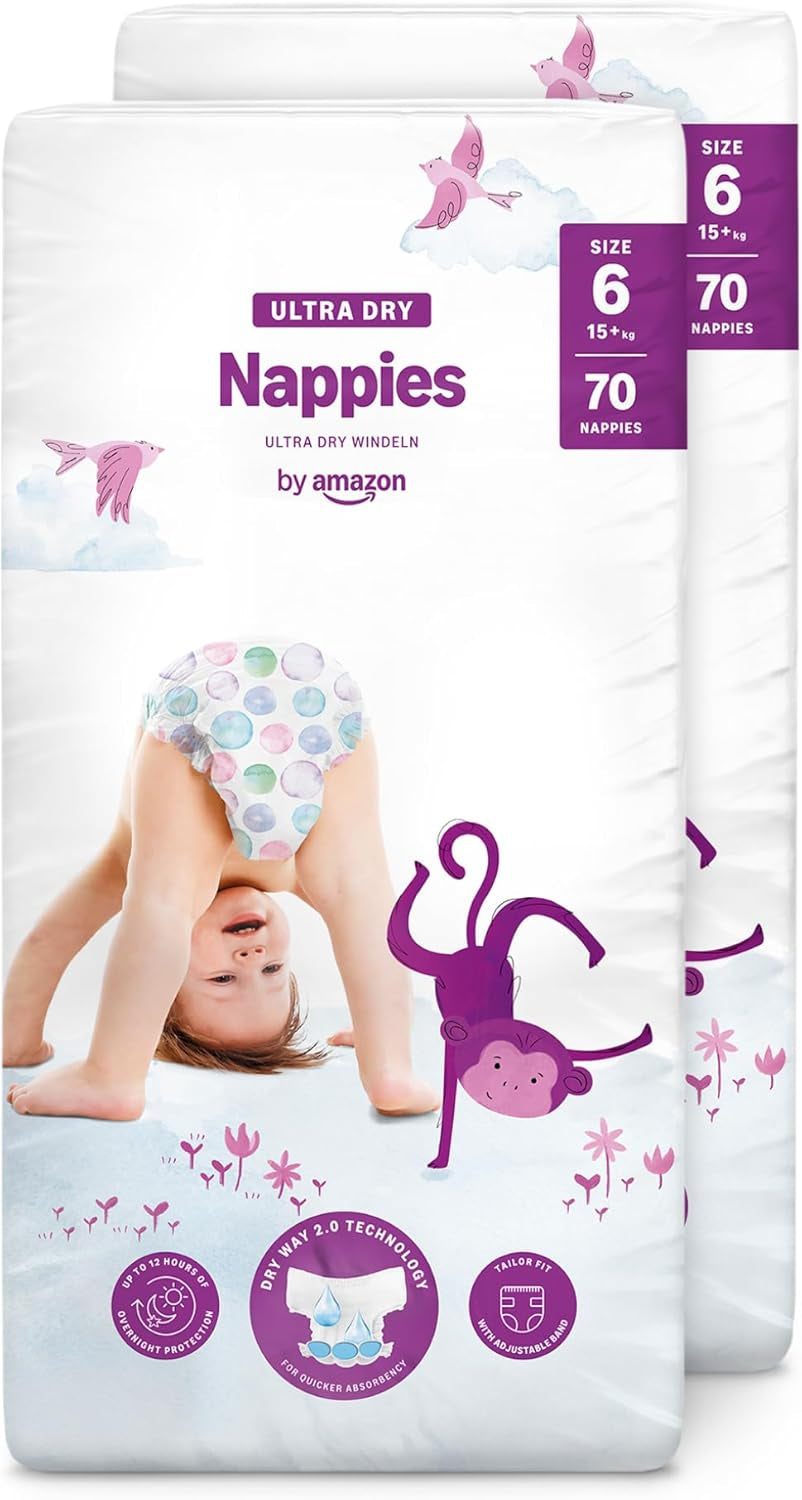 Amazon Ultra Dry Diapers, Size 3 (4-9kg) - Monthly Box, White, 172 Count (2 Packs of 86) (Formerly Mama Bear, identical product)