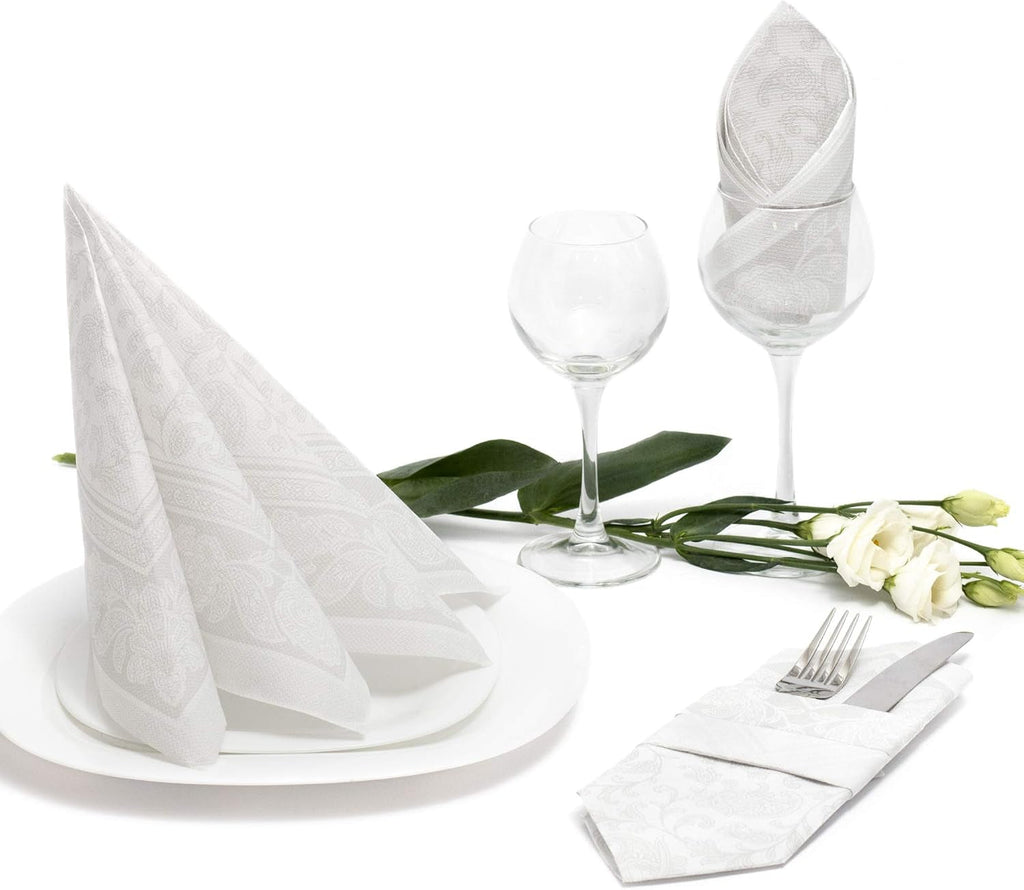 Papstar 11682 50 șervețele "Royal Collection" 1/4 pliere 40 X 40 cm "Ornamente", alb