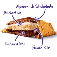 Milka Mmax Chocolate and Biscuits – Alpine milk chocolate with milk cream filling and crispy pieces of biscuits – 300g