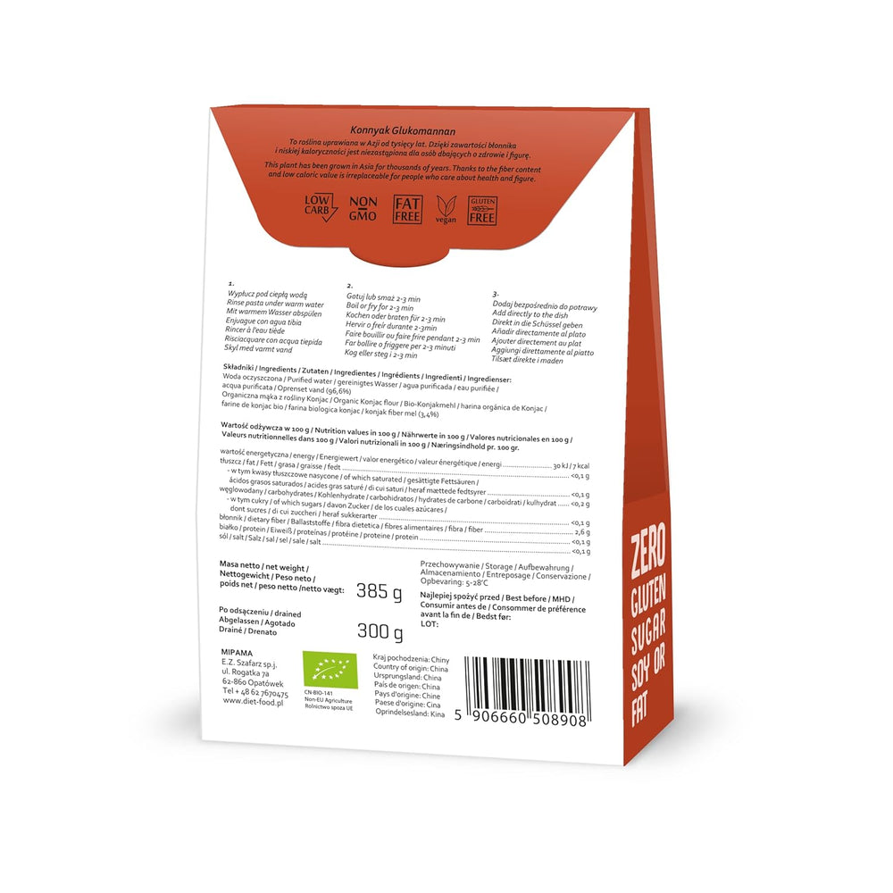 Fettuccine Konjac Noodles Bio Shirataki Diet-Food - 300g, low-carb, sugar-free, keto, vegan, low-calorie, gluten-free and egg-free, made from Konjac flour