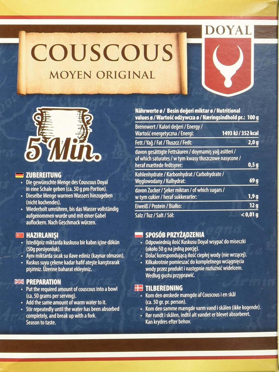 Couscous – Light and fluffy couscous with a slight nutty flavor – A typical North African specialty – 1 x 500g