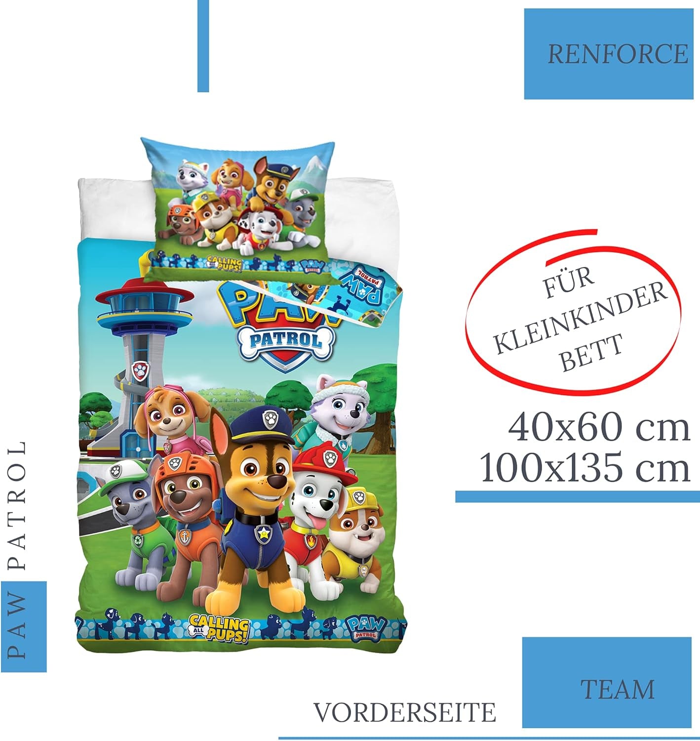 Bettbezug 100X135 40X60 Baumwolle · Compatible With Paw Patrol Baby Kinderbettwäsche Für Mädchen Und Jungen · 2 Teilig · 1 Kissenbezug 40X60 + 1 Bettbezug 100X135 Cm Naty Shop