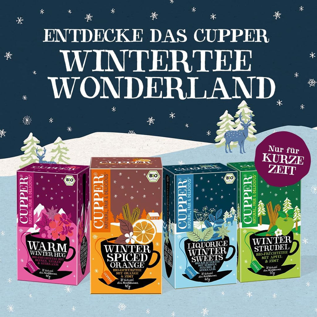 Cupper Ceai de fructe organic „Winter Strudel”, 20 pliculețe de ceai nealbite, ecologic, comerț echitabil