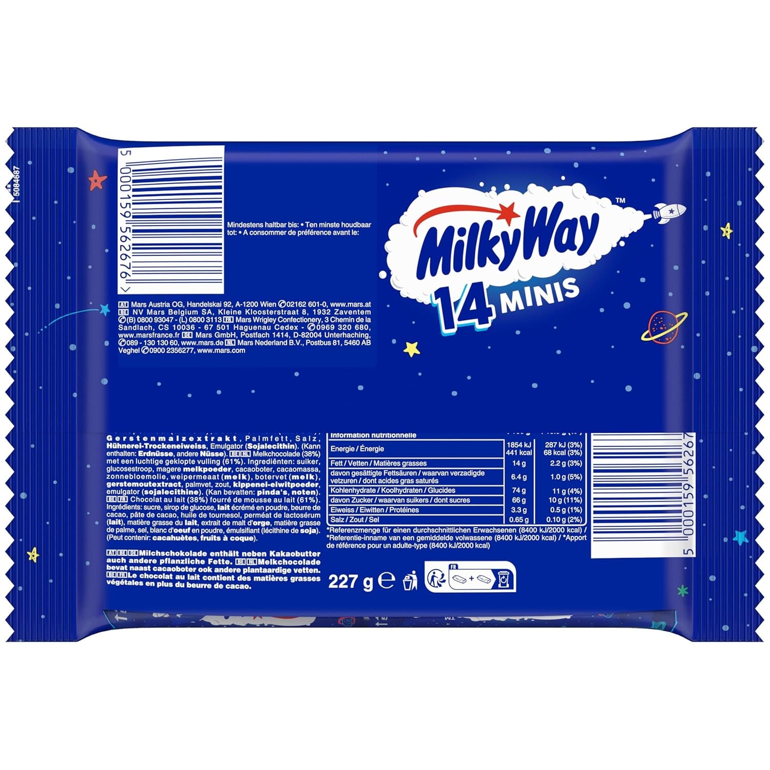 Mini Bulk Chocolate Pack, Mini Chocolate Bars with Nougat Cream Caramel, 227g, Chocolate Gift Idea, Large Chocolate Pack