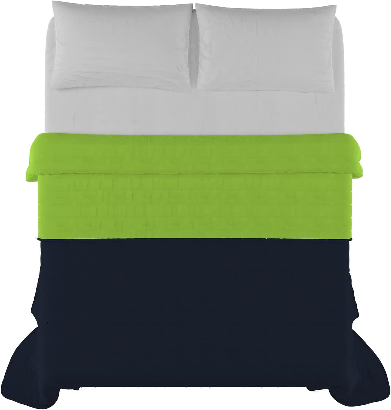 Elegant quilt for double bed 260 X 270 Cm Dark Blue/Apple Green Beds and Quilts Besuche den Italian Bed Linen-Store