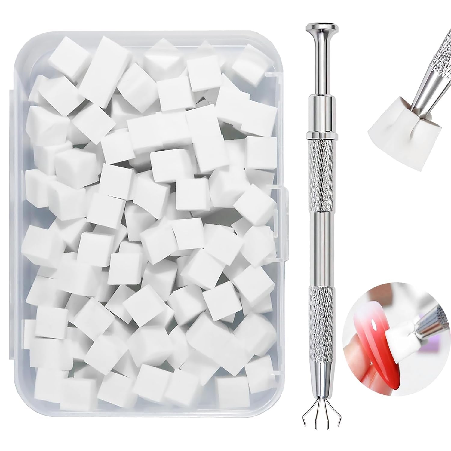 Nagelkunst Schwammpinsel,100 Stück Nail Art Schwämme Mit Metallgreifer,Nagels Zubehör Sponge,Nagel Pinsel,Maniküre Zubehör Für Nägel,Um Eine Vielzahl Von Gradient Nail Art Patterns Zu Erstellen