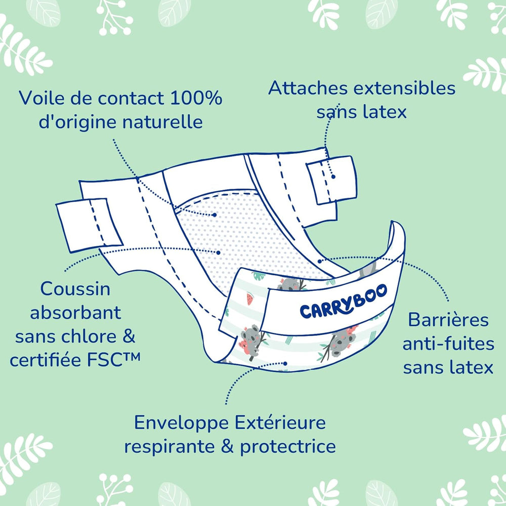 - Diaper size 4 (7 – 18 kg) – for sensitive skin – natural and very absorbent – ​​12 hour leak-proof – ohne unerwünschte Inhaltsstoffe – made in France – 132 diapers