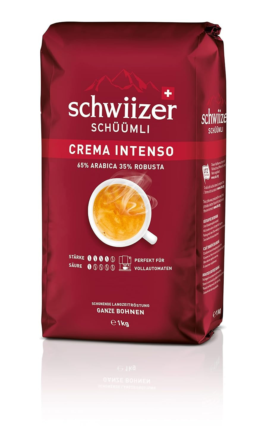 Schwiizer Schüümli Intenso, capsulă, cafea măcinată 1kg - Intensitate 4/5 - certificat UTZ (pachet de 4)