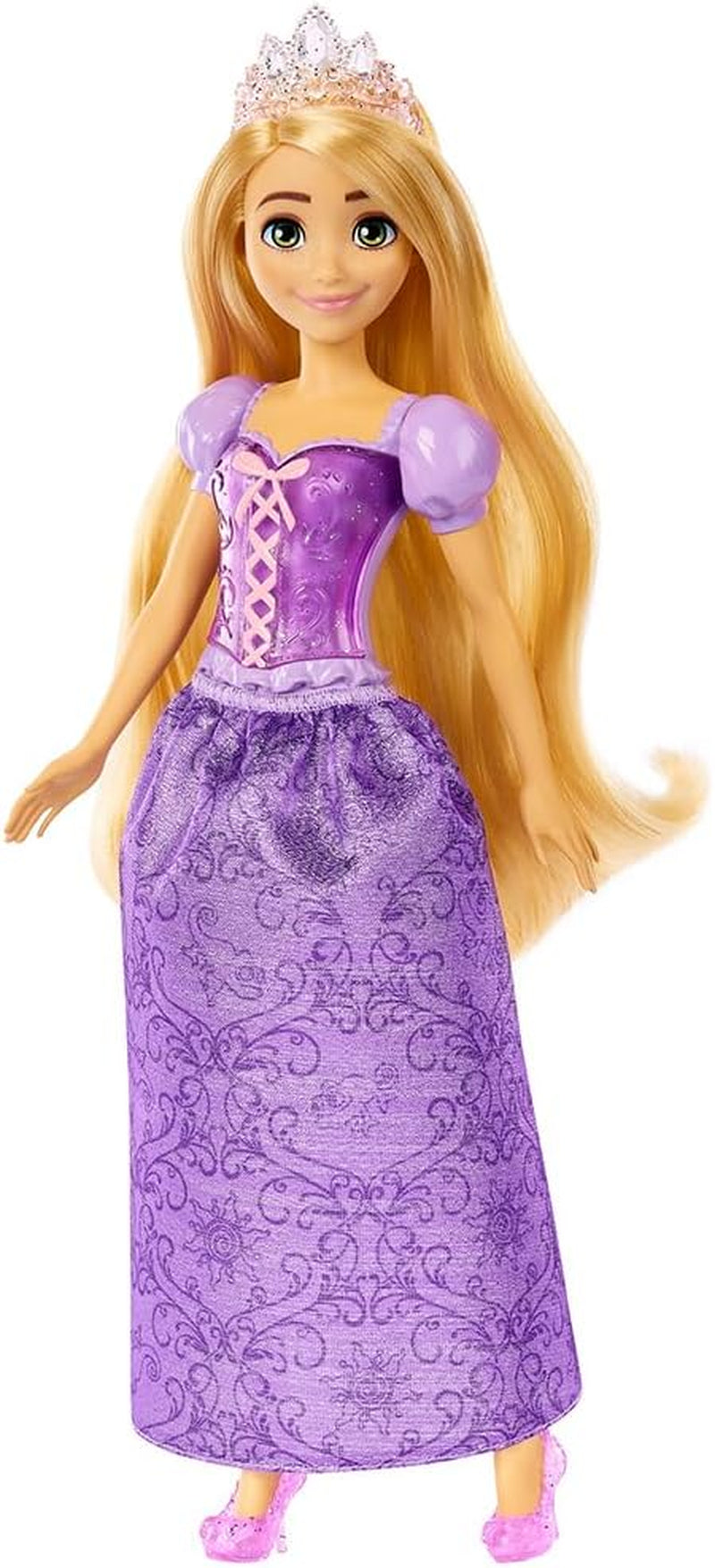 Mattel DISNEY Prinzessin Cinderella - Bewegliche Puppe mit glitzerndem Outfit, abnehmbaren Schuhen und Diadem, kämmbares Haar für Frisierspaß, für Kinder ab 3 Jahren, HLW06