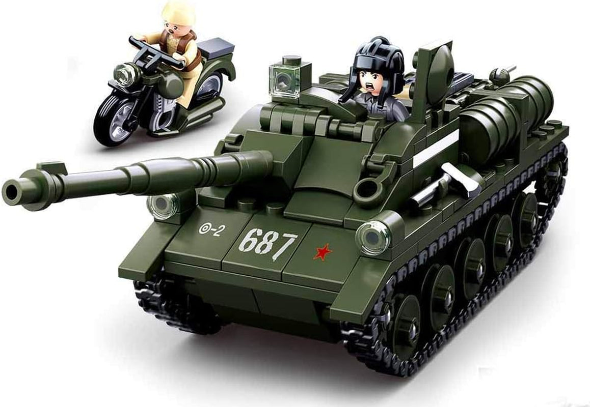 Sluban SL95558, WWII - Alliierter Jagdpanzer(335 Teile)[M38-B0687], Spielset, Klemmbausteine, Soldaten, mit Spielfigur, Army WWII, Multi Color
