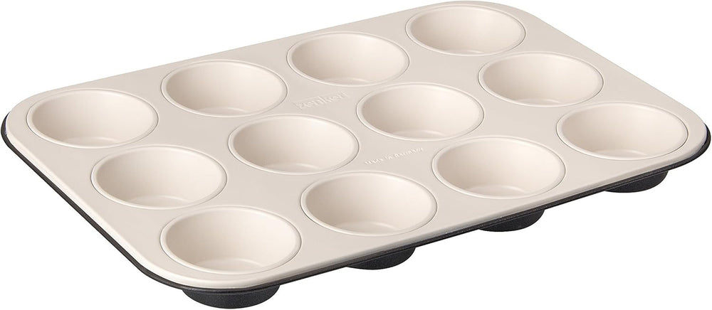 Zenker 12 muffins, diameter Ø 7 cm CREME NOIR, Baking tray for muffins with non-stick coating reinforced with ceramic Molds and baking trays Naty Shop