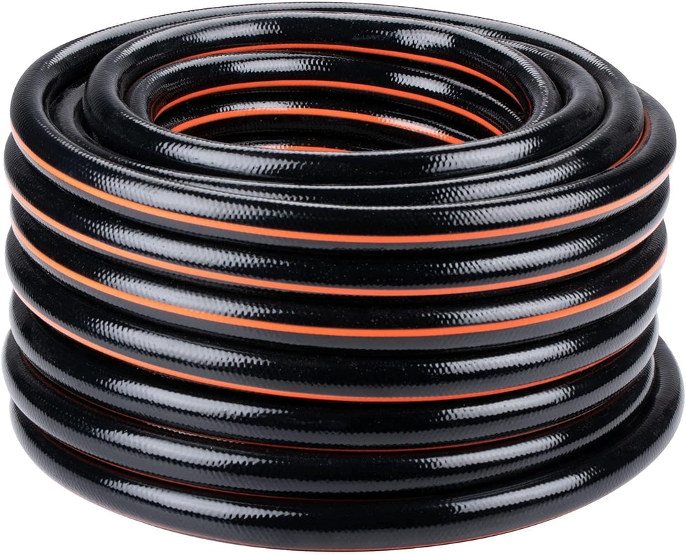 Furtun de grădină BLACK+DECKER 15 metri - Ø19MM - PVC durabil - Udarea grădinii, spălarea mașinii, umplerea piscinei - Compatibil cu orice robinet standard - Negru/Portocaliu