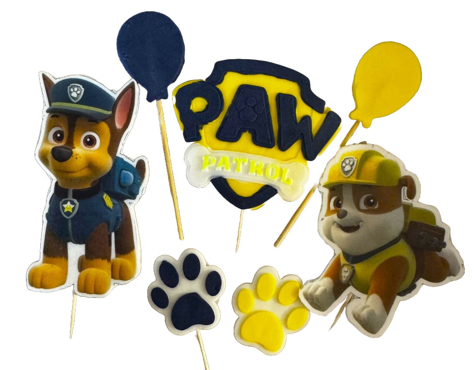 Set of 7 edible sugar paste decorations, Paw Patrol Sugar Paste Decorations Naty Shop