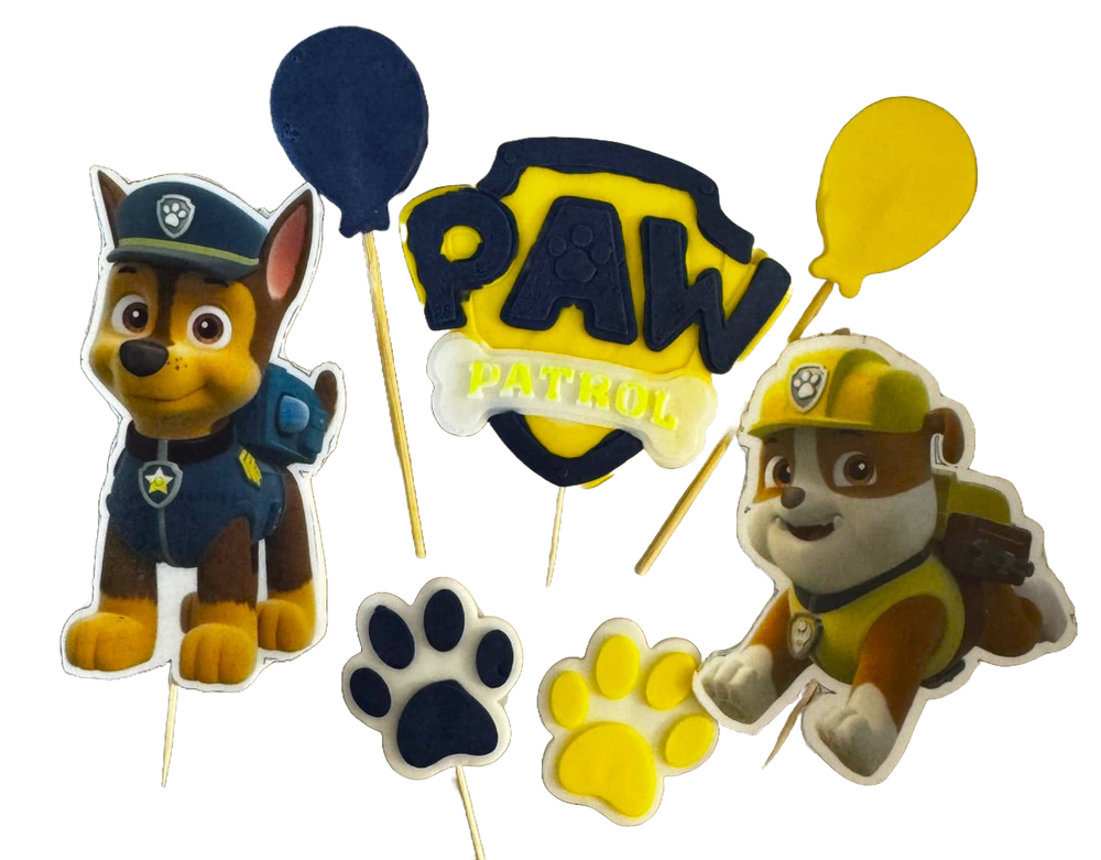 Set of 7 edible sugar paste decorations, Paw Patrol Sugar Paste Decorations Naty Shop