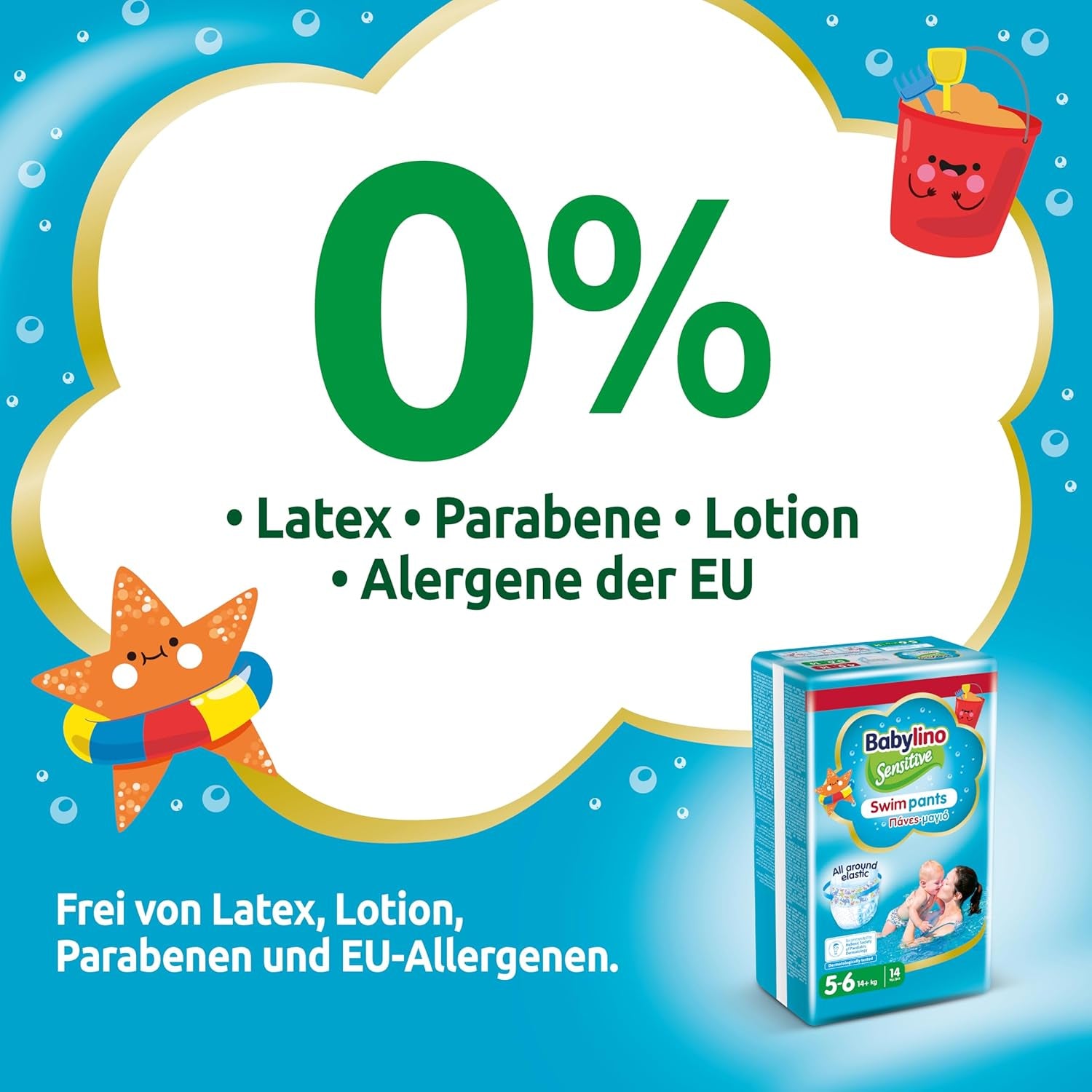 Diapers Sensitive Swim Pants, for sea and pool, size 5-6 (over 14 kg), 84 pieces