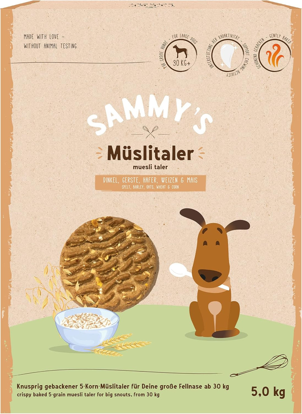Sammy's Muesli Coins | Crunchy Baked Snacks for Dogs | 5 Grain Muesli Coins for Your Large Furry Friend (30kg+) | 1 kg